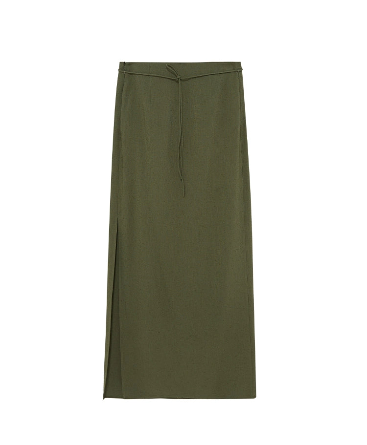 Army Green Straight Ankle Length Skirt