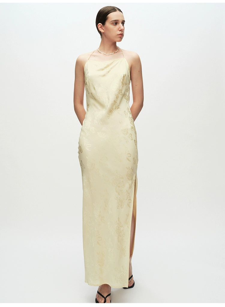 Champagne Jacquard Suspender Dress