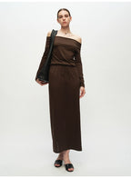 Off Shoulder Long-sleeved Knitted Dress