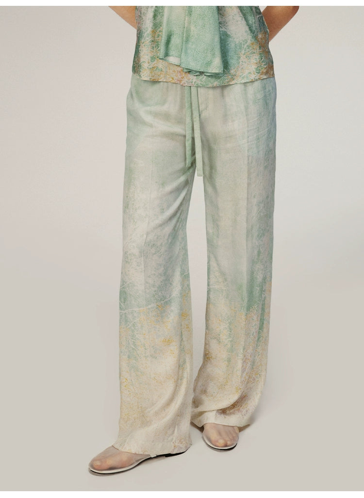Mint green Printing Loose Trousers