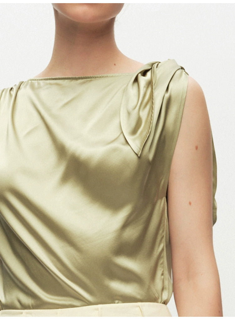 Green Tie-knot Asymmetrical Top