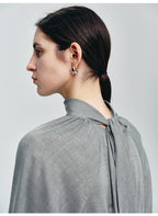 Gray Turtleneck Strap Loose Top