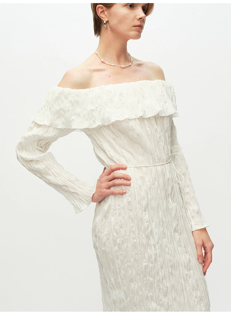 Off Shoulder Long Sleeve Maxi Dress