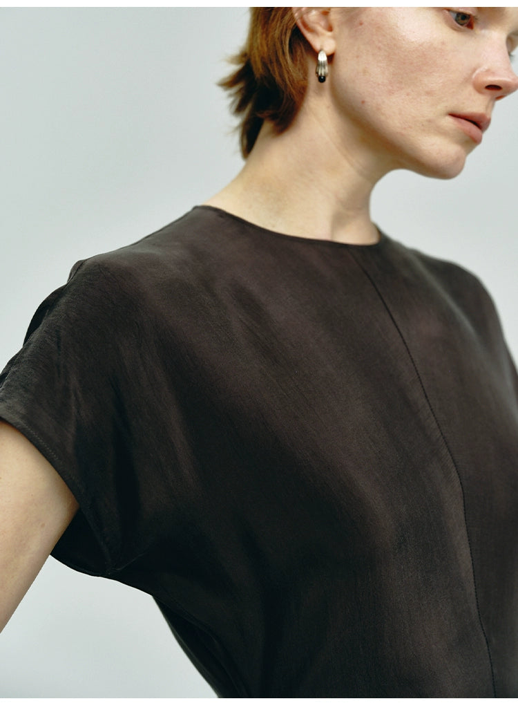 Dark Brown Short-sleeved Dress