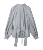 Gray Turtleneck Strap Loose Top