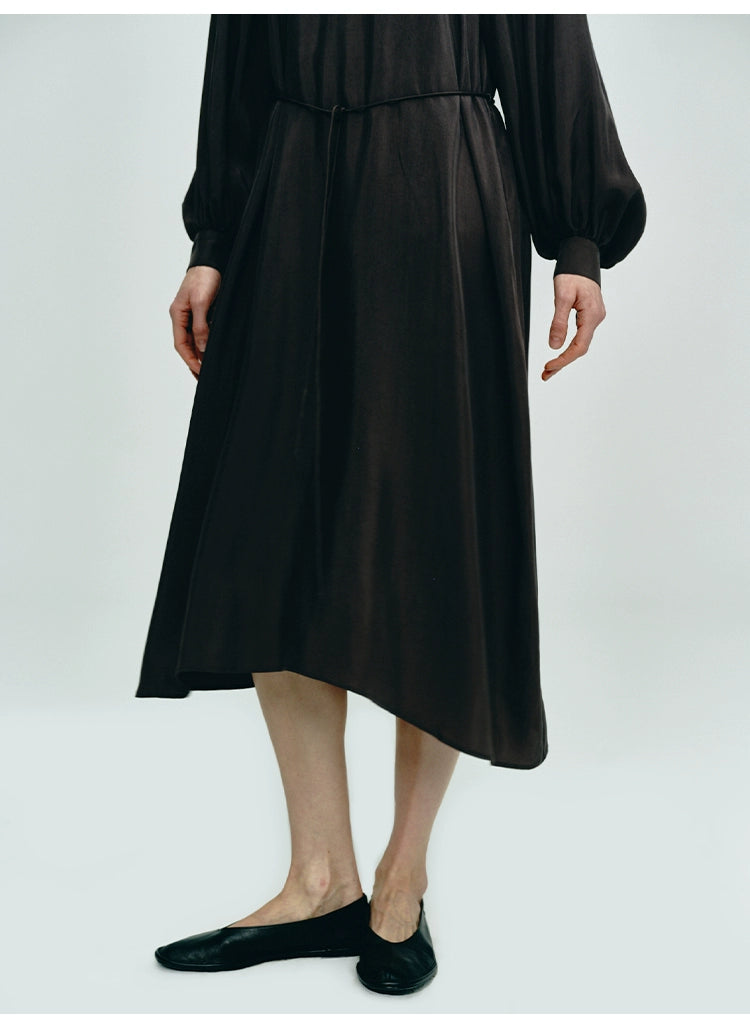 Dark Brown Turtleneck Loose Dress