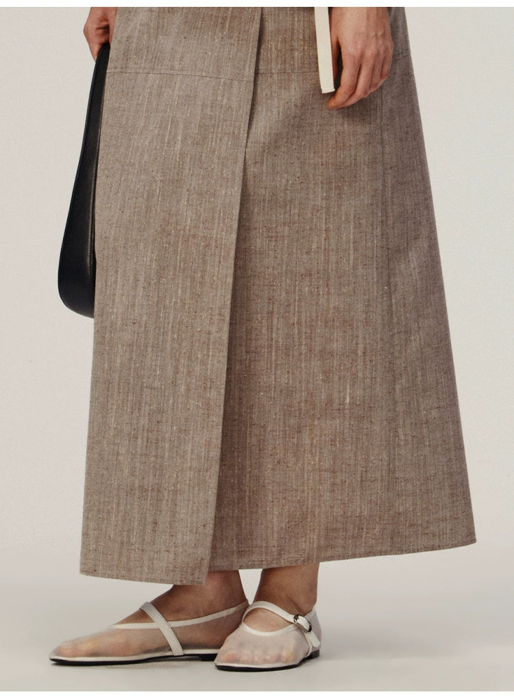 Linen Solid Wrap Skirt