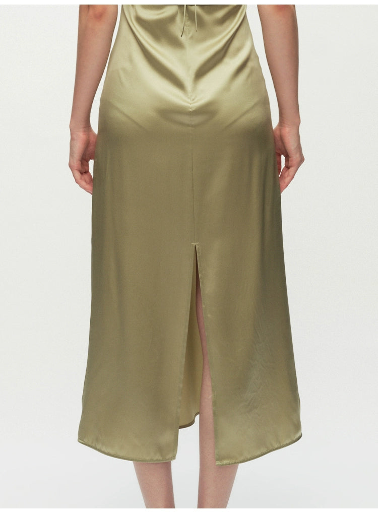 Green Swinging Collar Sleeveless Dress