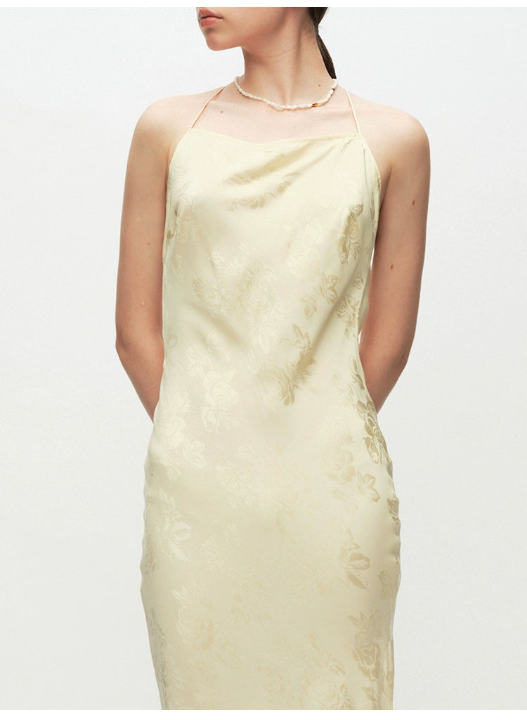 Champagne Jacquard Suspender Dress