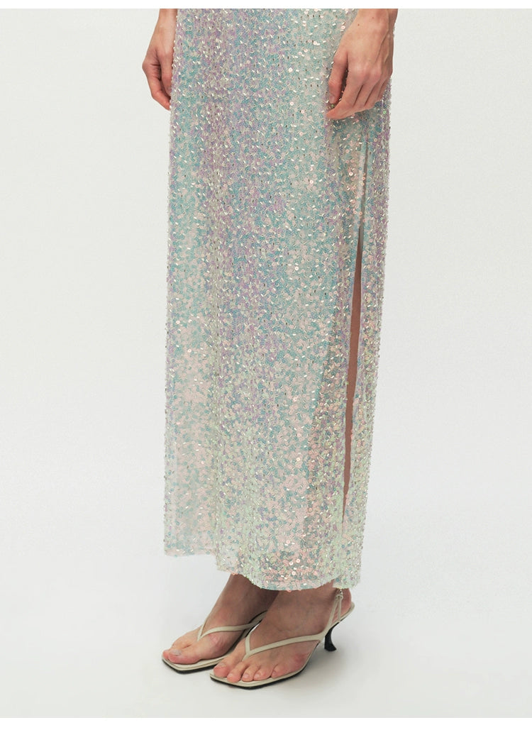 Sequins Halter Open Back Party Dress