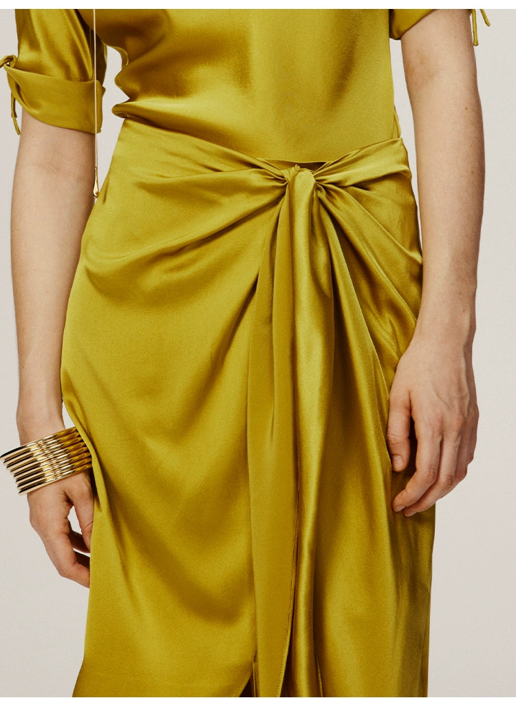 Yellow Knot Long Skirt