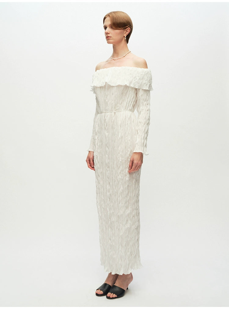 Off Shoulder Long Sleeve Maxi Dress
