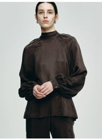 Dark Brown Turtleneck Loose Top