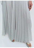 Sky Blue Pleated V Neck Maxi Dress