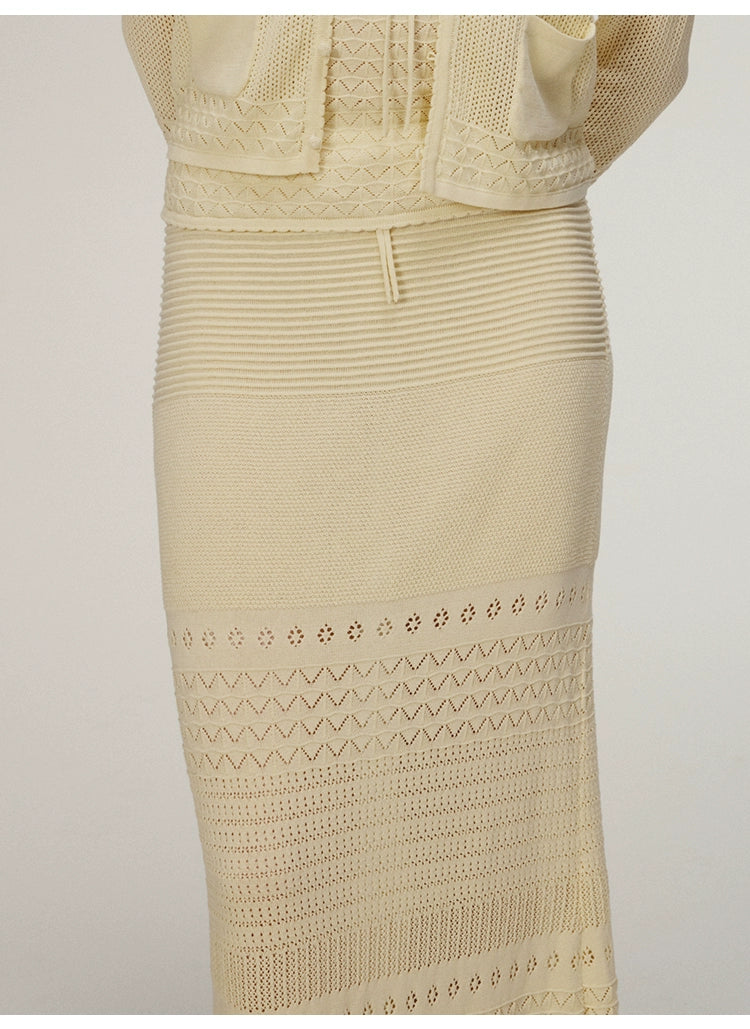 Yellow Straight Knitted Skirt