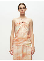 Print Knot Hollow Out Top