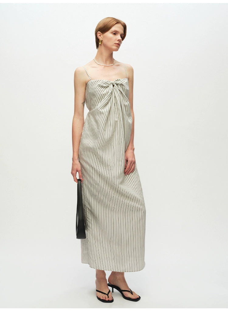 Striped Tie Knot Suspender Dress