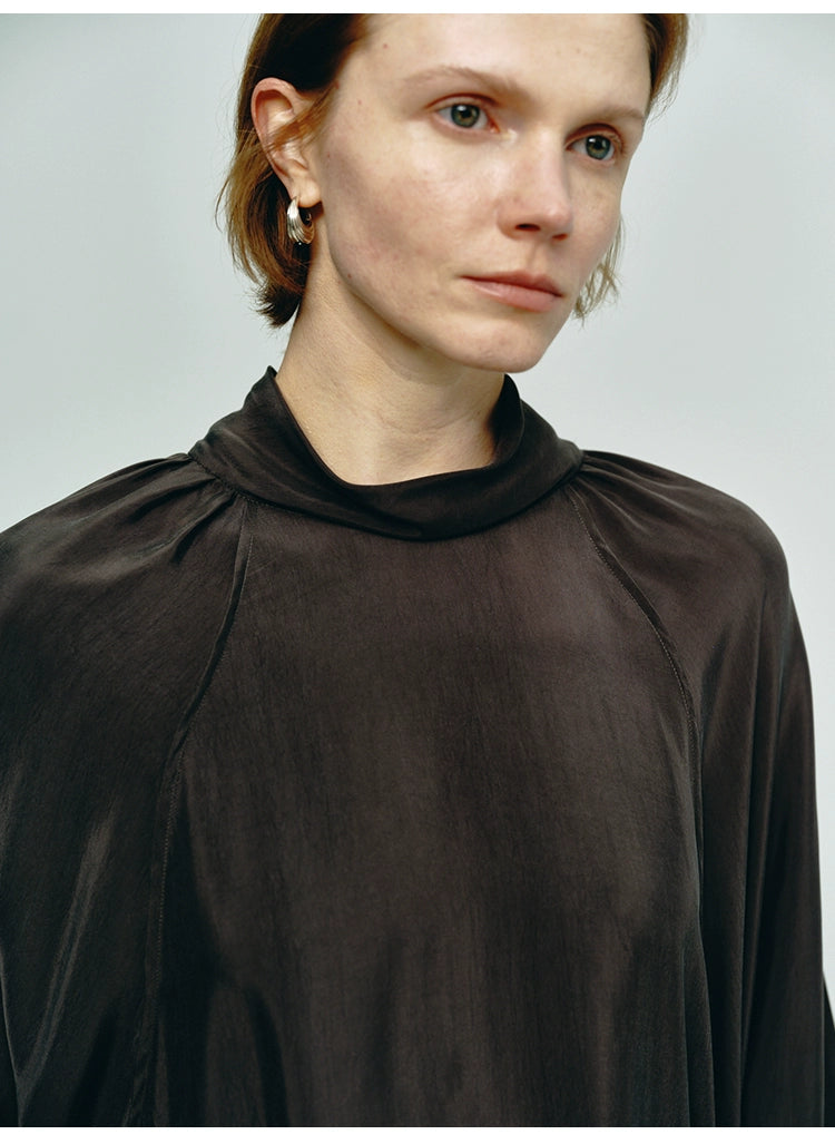 Dark Brown Turtleneck Loose Dress