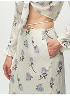 Rose printing Straight Skirt