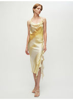 Yellow Knot Ruffled Midi Dress