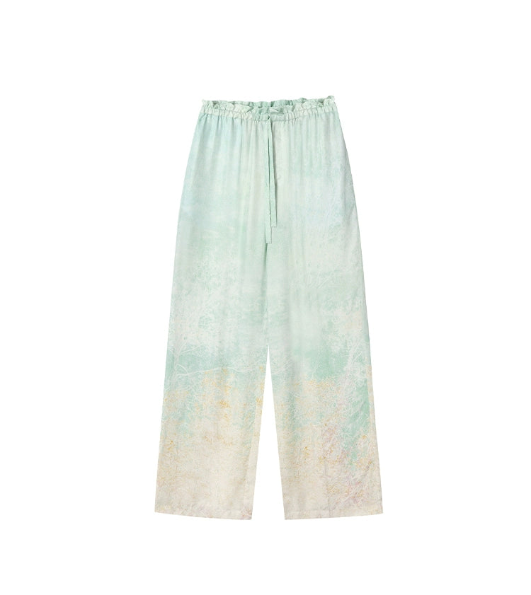 Mint green Printing Loose Trousers