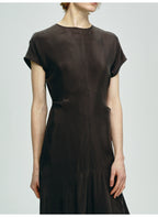 Dark Brown Short-sleeved Dress