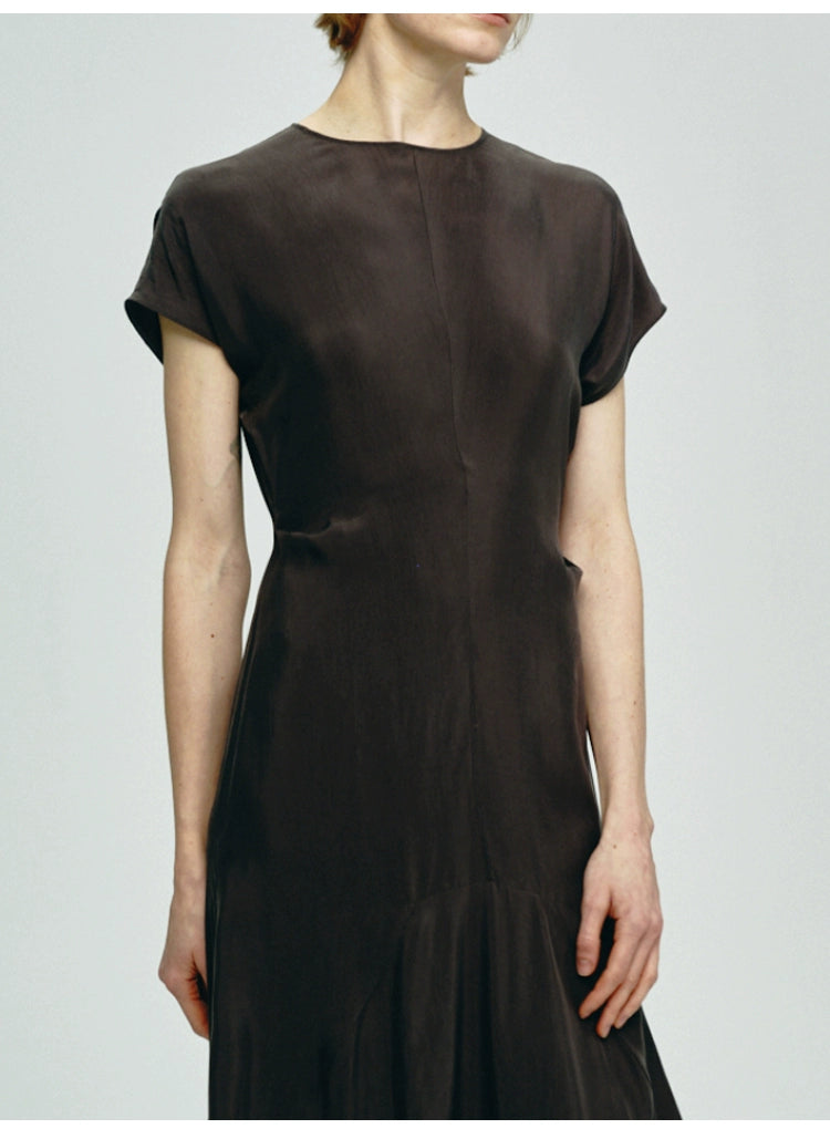Dark Brown Short-sleeved Dress