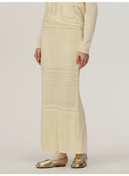 Yellow Straight Knitted Skirt