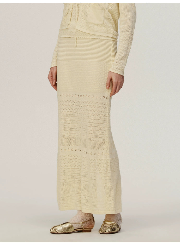 Yellow Straight Knitted Skirt