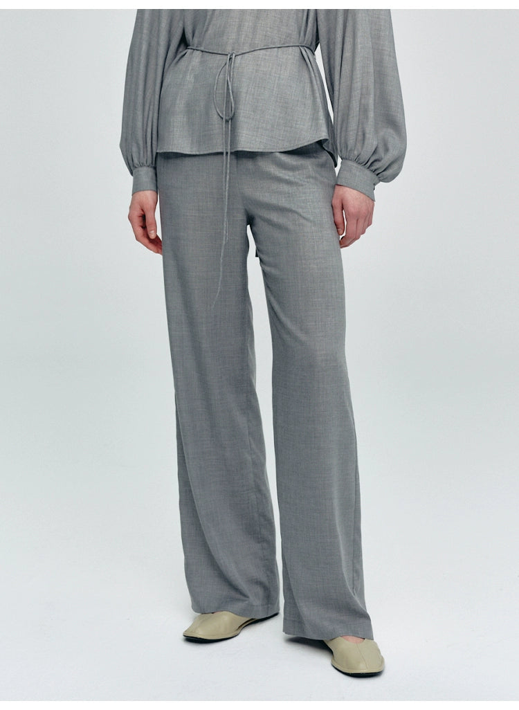 Gray Elastic Loose Trousers