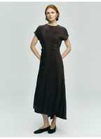 Dark Brown Short-sleeved Dress