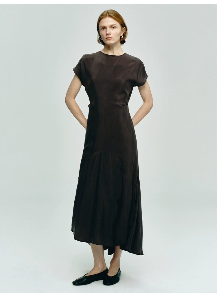 Dark Brown Short-sleeved Dress