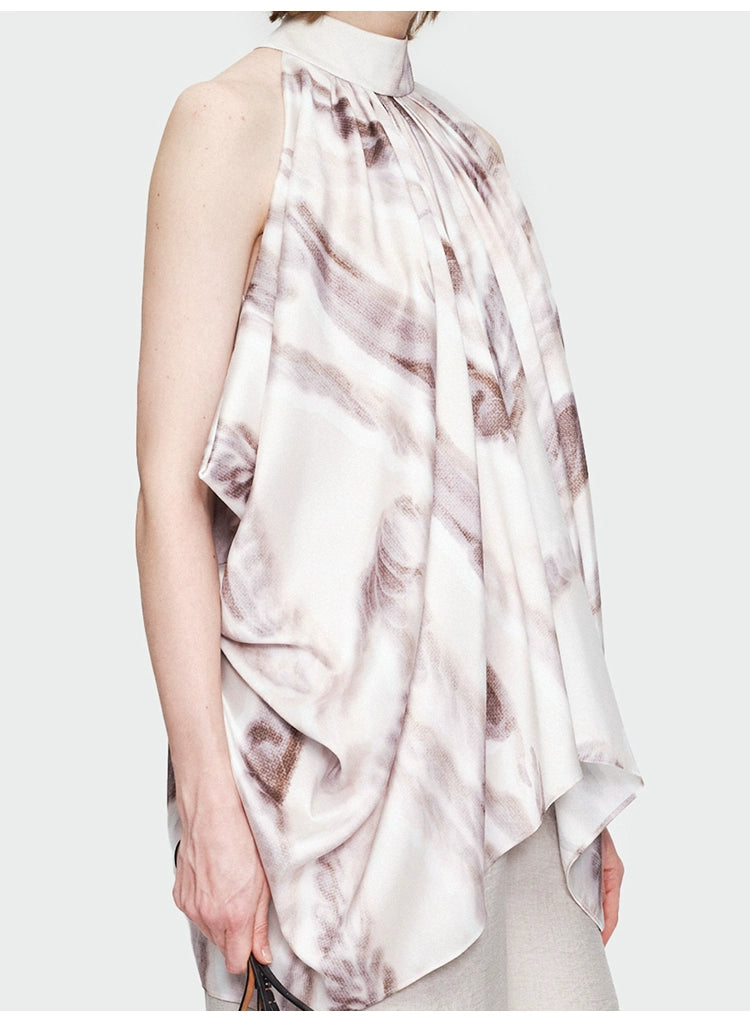 Print Halter Sleeveless Top