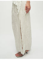 Pleated Straight Ankle Length Skirt