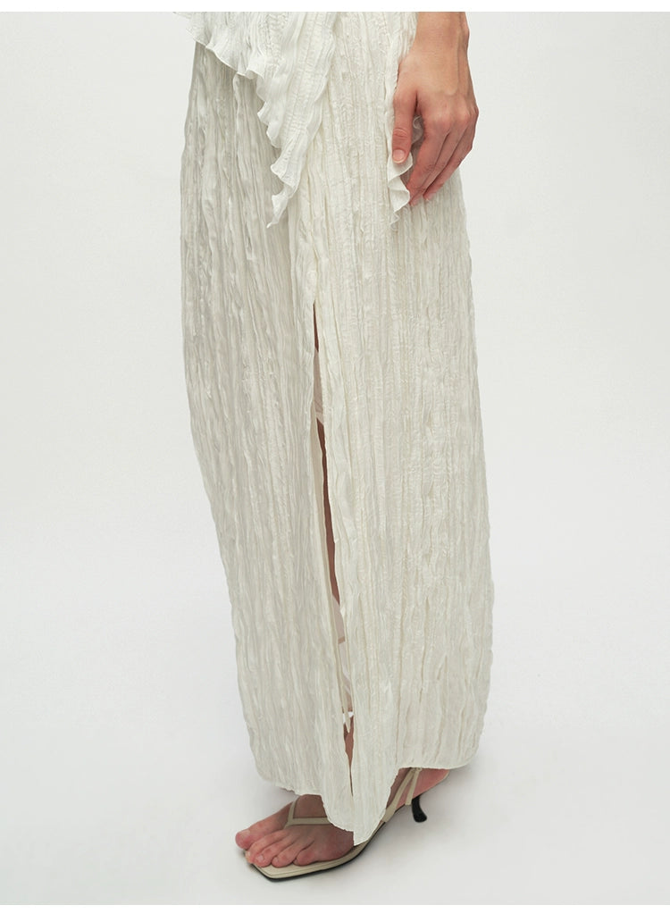 Pleated Straight Ankle Length Skirt