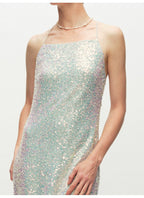 Sequins Halter Open Back Party Dress