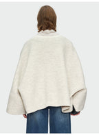 Oat Color Round Neck Coat
