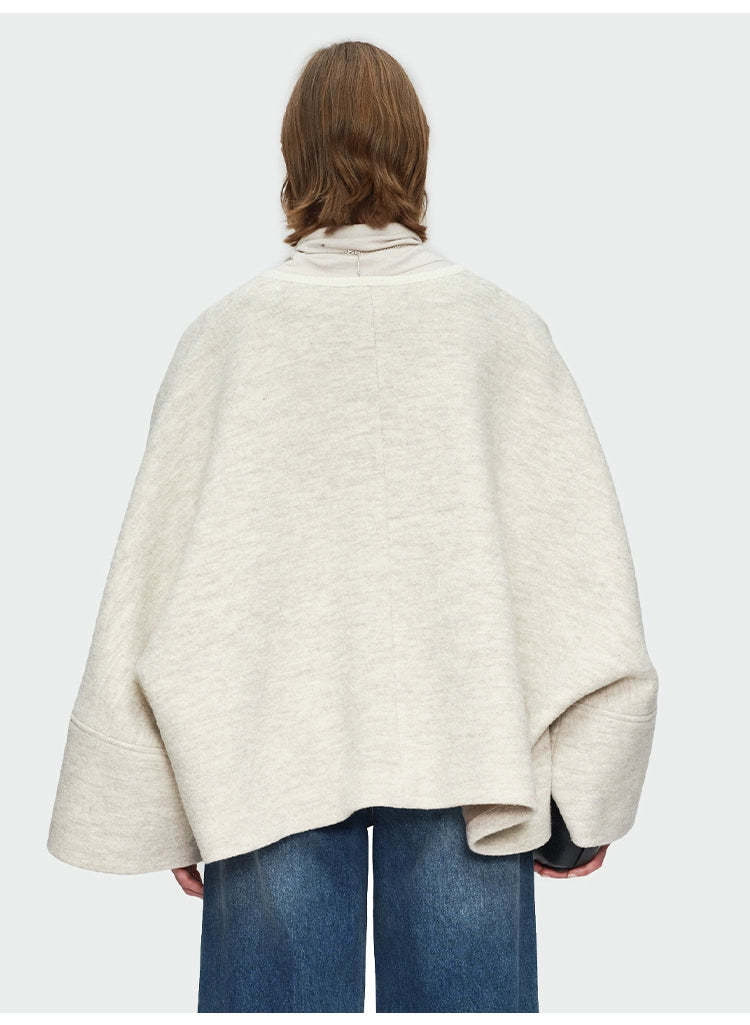 Oat Color Round Neck Coat