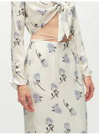 Rose printing Straight Skirt