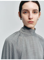 Gray Turtleneck Strap Loose Top