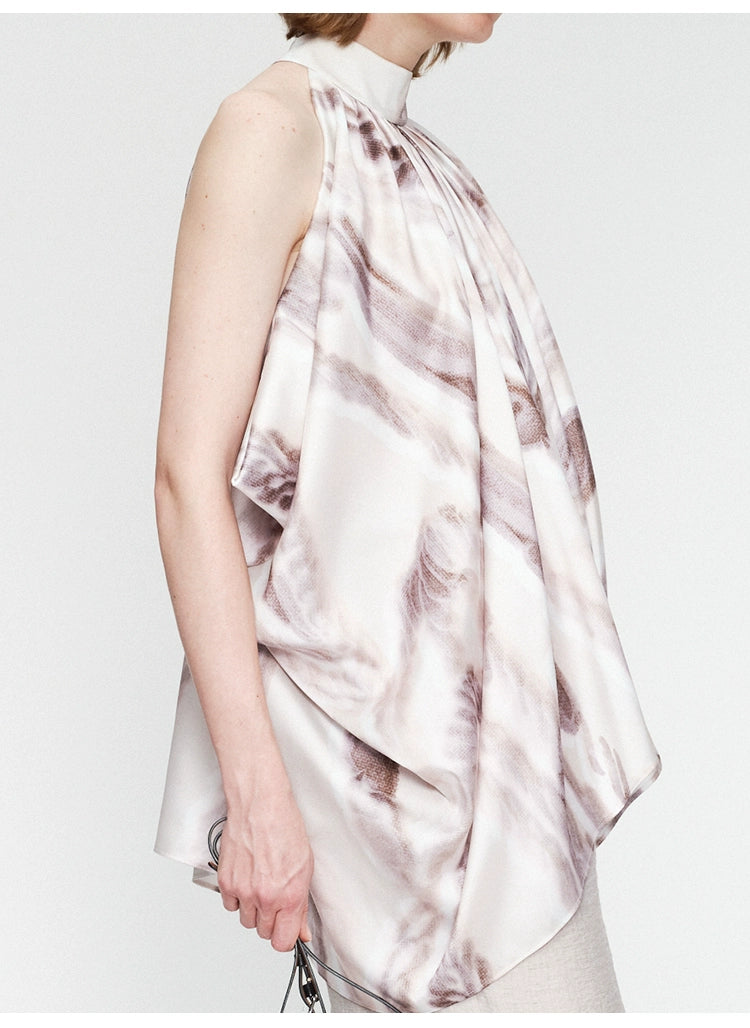 Print Halter Sleeveless Top