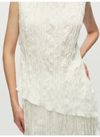 White Asymmetrical Sleeveless Top