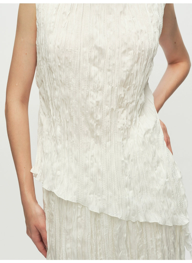 White Asymmetrical Sleeveless Top