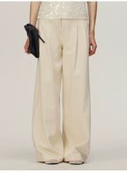 White High-waisted Straight-leg Denim Trousers