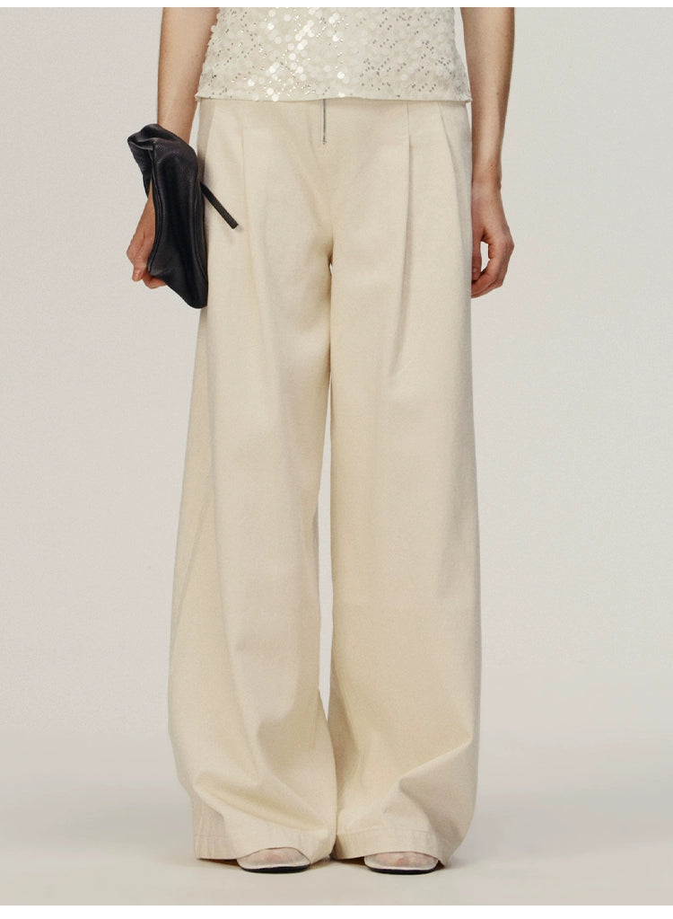 White High-waisted Straight-leg Denim Trousers