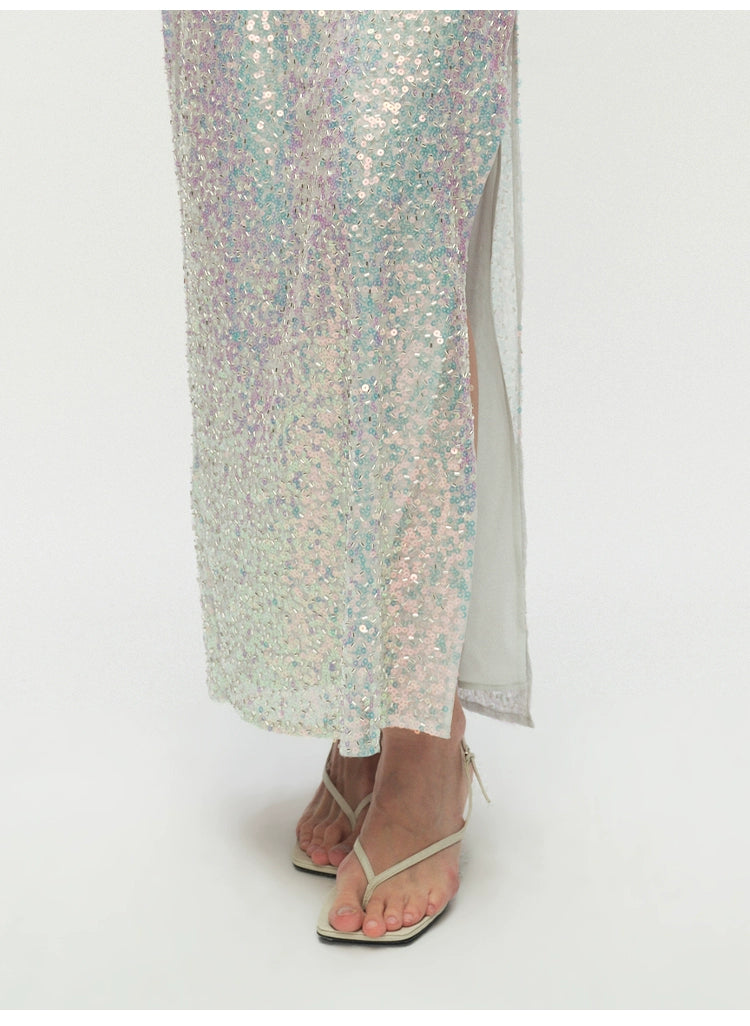 Sequins Halter Open Back Party Dress