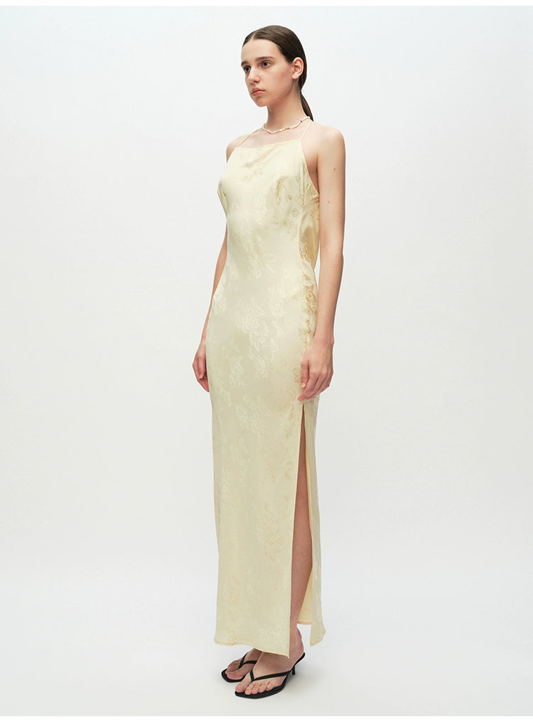 Champagne Jacquard Suspender Dress