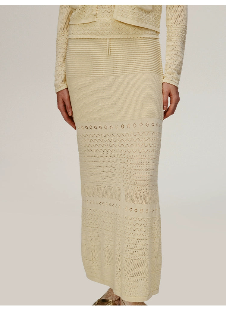 Yellow Straight Knitted Skirt