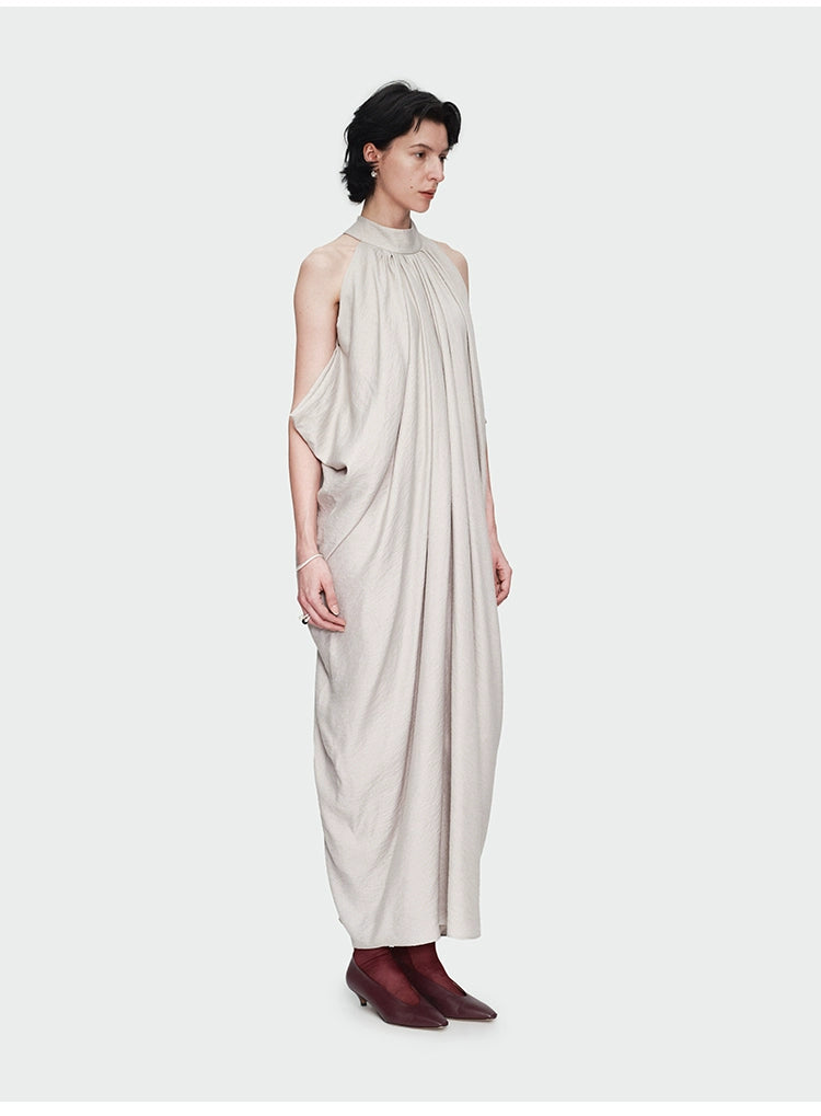Gray Halter Loose Maxi Dress