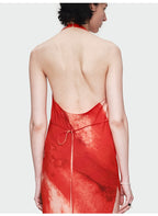 Red Print Backless Dress